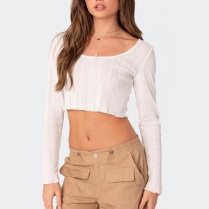Pointelle Cropped Long Sleeve